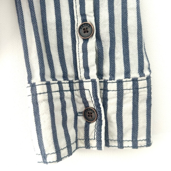 PAIGE Kadie Striped Button Up Shirt Top Blue White Long Sleeve Size Medium - Picture 10 of 16
